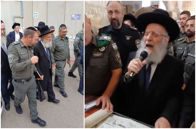 עם המפקד והקצינים הבכירים: הגר"ר אלבז בתפילה ותקיעת שופר בקבר רחל | תיעוד