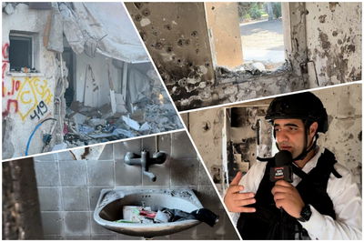 פרשן כיכר השבת ישי כהן, ברקע ההרס בכפר עזה