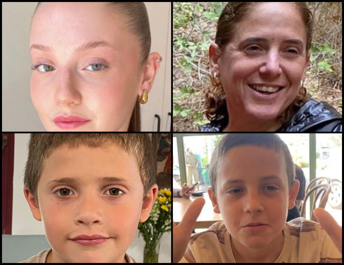 חן גולדשטיין אלמוג עם שלושת ילדיה - אגם, גל וטל