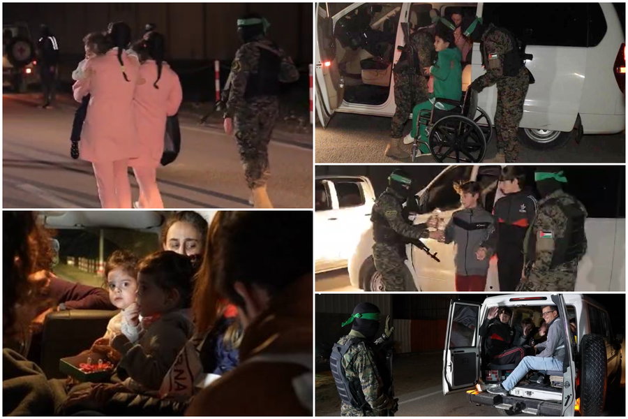 סרטון שחרור 11 החטופים מידי החמאס לצלב האדום