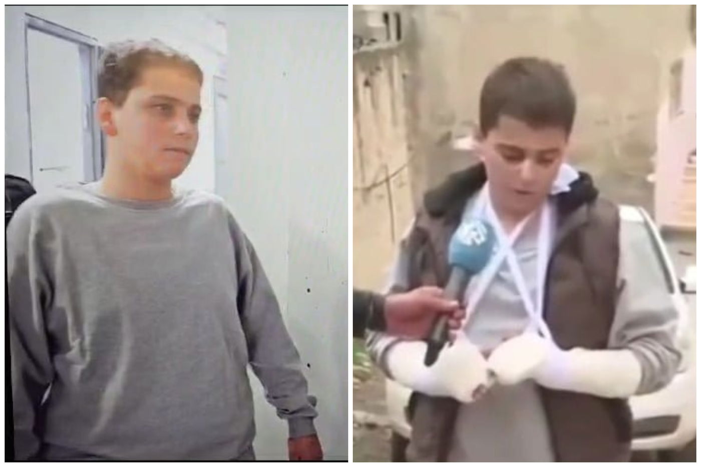 מוחמד נאזל עם ההצגה של הידיים השבורות וברגע שחרורו