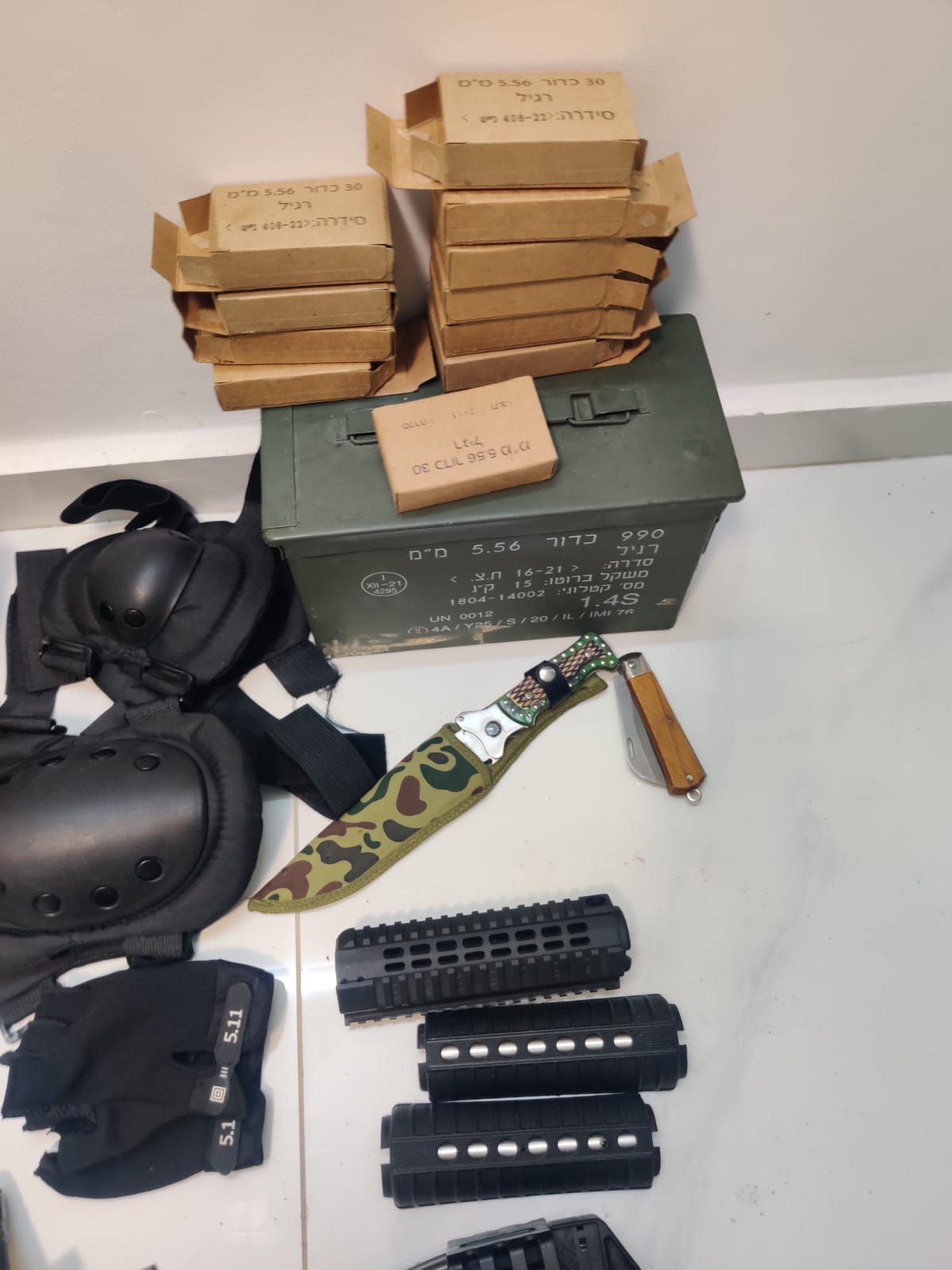 אמצעי הלחימה שאותרו במחנה הפליטים ג'נין