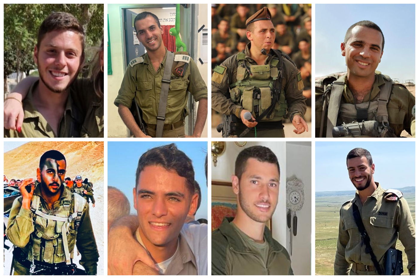 למעלה - סא״ל תומר גרינברג, רס״ן רועי מלדסי, רס״ן משה אברהם בר-און, סמל אחיה דסקל | למטה: סרן ליאל חיו, רס״ן בן שלי, - רס״ל רום הכט, סמ״ר אוריה יעקב