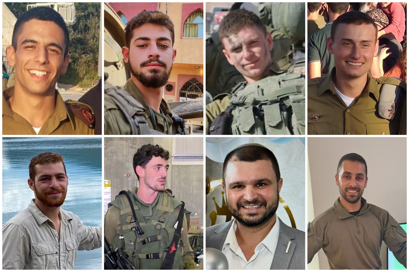 למעלה: סמ״ר דוד בוגדנובסקי, סמ״ר אוראל בשן, סמ״ר גל הרשקו, סמ״ר איתמר שמן | למטה: רס״ר (מיל׳) נדב יששכר פרחי, רס״ר (מיל׳) אליהו מאיר אוחנה, רס״ל (מיל׳) אליסף שושן, רס״ל (מיל׳) אוהד אשור ז"ל