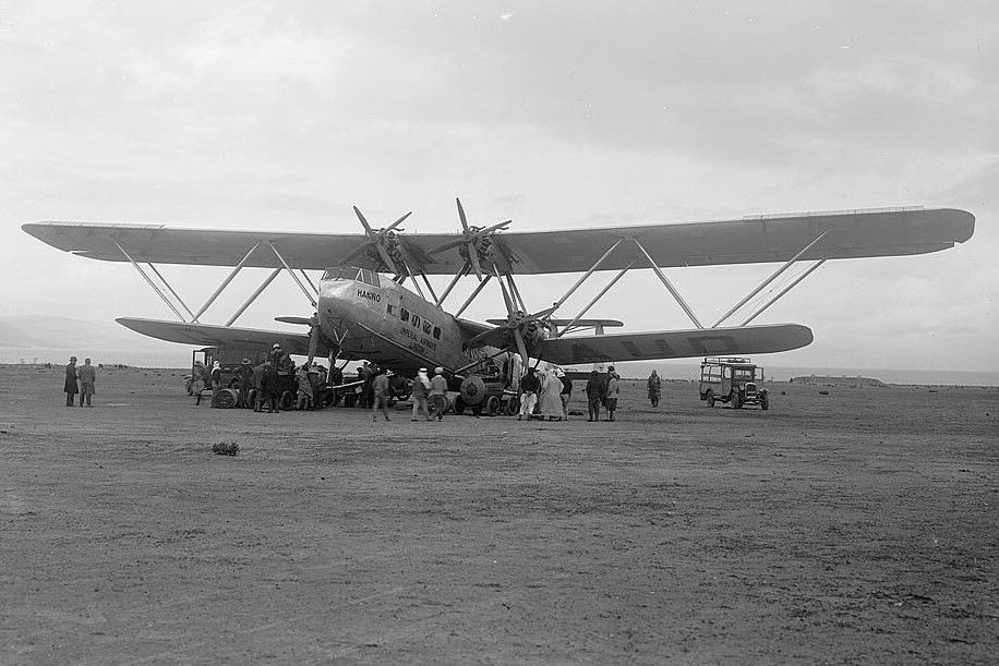 מטוס "Hanno" לאחר נחיתה בצמח, אוקטובר 1931