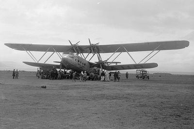 מטוס "Hanno" לאחר נחיתה בצמח, אוקטובר 1931