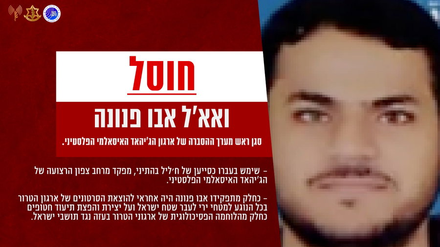 חוסל סגן ראש מערך ההסברה של ארגון הג'יהאד האיסאלמי