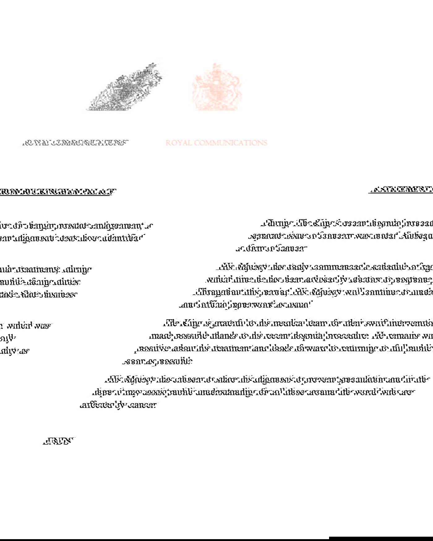 ההודעה על מחלתו של המלך 