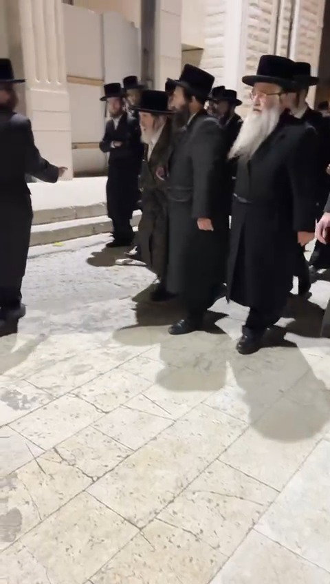 האדמו"ר מויז'ניץ נכנס אולם הכינוס באלעד