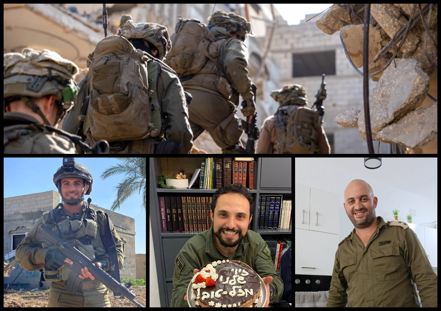 למעלה: חיילי צה"ל בעזה, אמש | למטה: חללי צה"ל בעזה, אמש. הי"ד