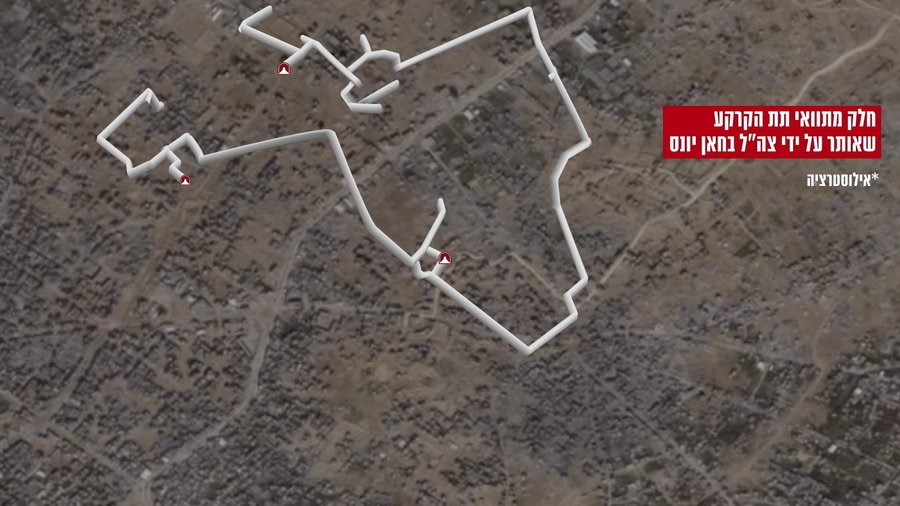 אינפוגרפיקה הממחישה את תוואי תת-הקרקע בחאן יונס