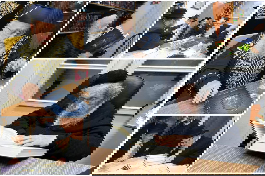 גדולי ישראל מעיינים בספר שקיבלו מהמחבר הרב מאיר ידיד