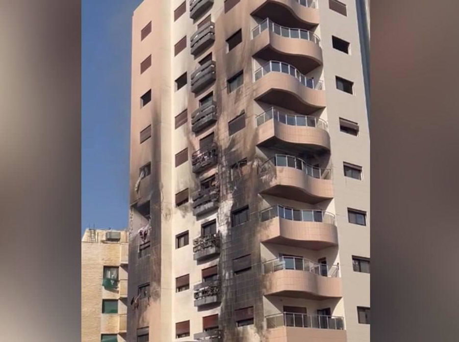 המבנה שהותקף הבוקר בדמשק