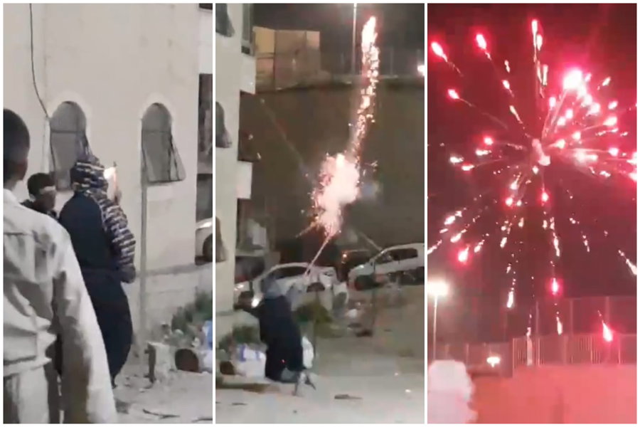 תיעוד האירוע: ירי הזיקוקים והפגיעה במחבל