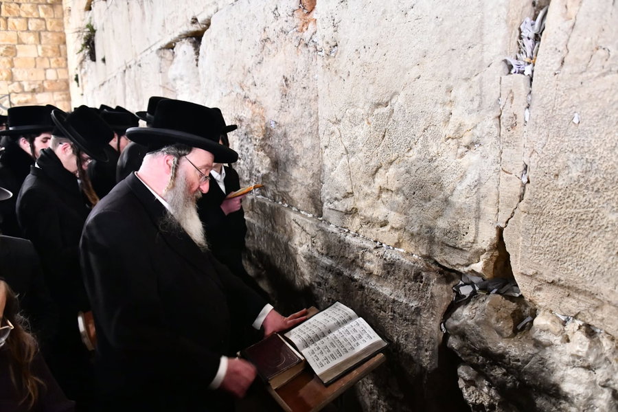 לרפואת האדמו"ר: חסידי ביאלה בעצרת תפילה בכותל המערבי