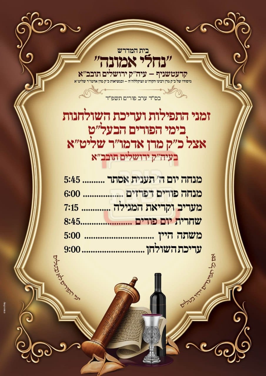 פרויקט פורים ייחודי: הזמנים, המנהגים והשינויים בחצרות הקודש ואנ"ש - עד דלא ידע 