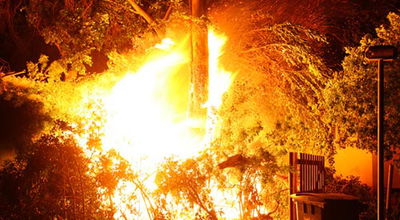 האש בכפר-חב"ד, אמש (