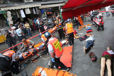 "פיגוע" במחנה-יהודה: תרגיל בלבד