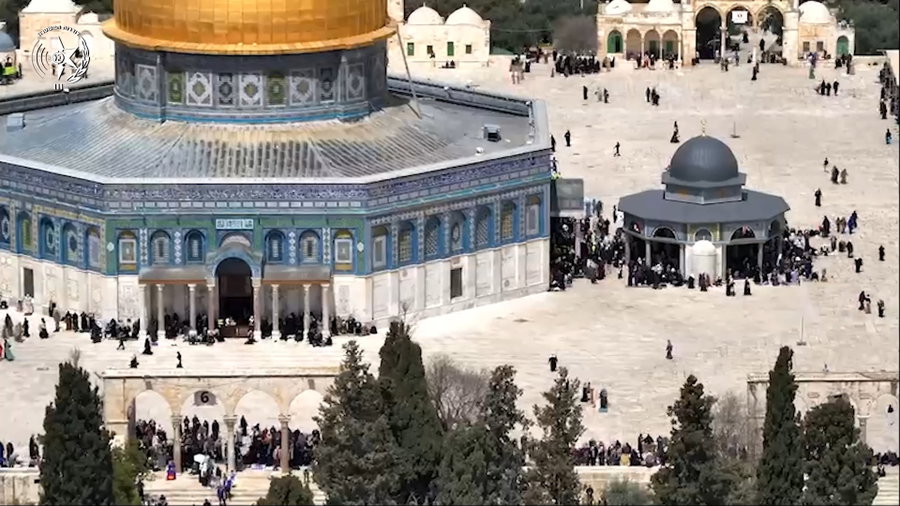 הרמדאן ממבט על - סרטון מיוחד מהאוויר ובו הגעת מתפללים רבים להר הבית