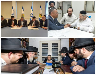 ליאון אצל הגר"ד לנדו, נציגי ש"ס חותמים על ההסכם היום וחברי 'דגל' בירושלים אצל הגר"ד