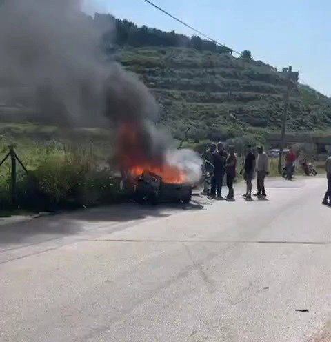 רכב שהותקף מהאוויר בלבנון