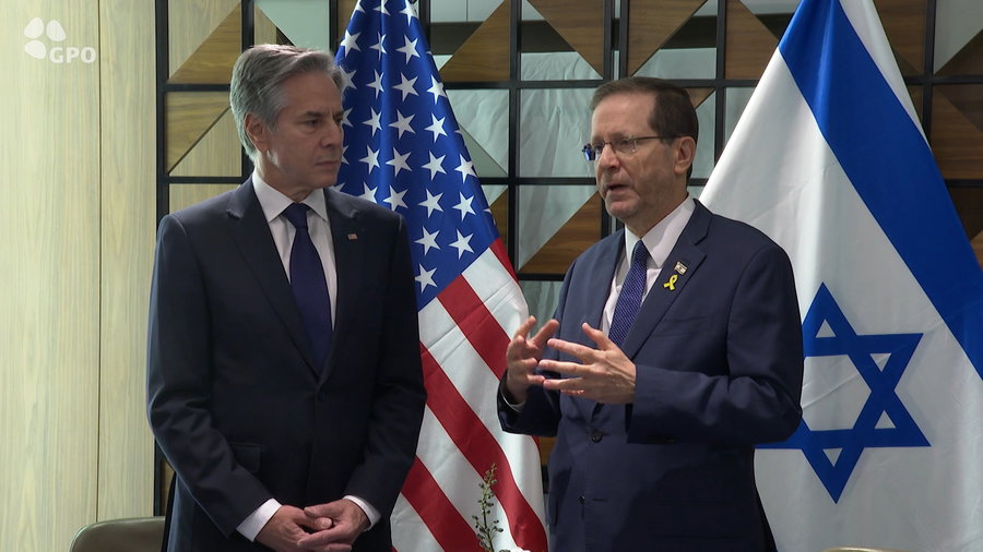 הנשיא הרצוג ומזכיר המדינה בלינקן בפגישתם