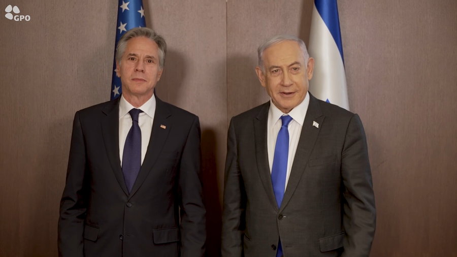 נתניהו ובלינקן בלשכת ראש הממשלה בירושלים