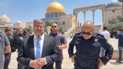 השר איתמר בן גביר עלה להר הבית וקרא משם "להשמיד את חמאס"