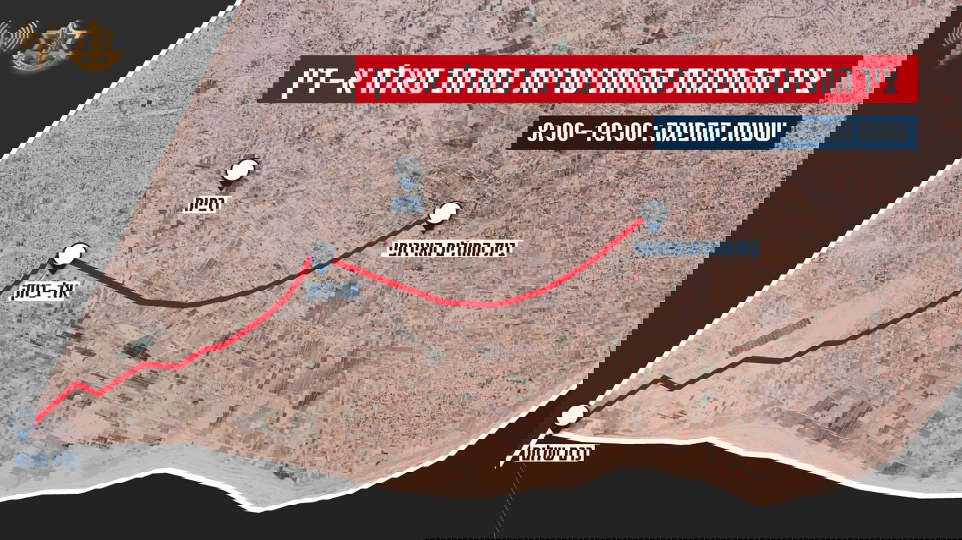 מפת עזר בנושא הפוגה צבאית טקטית בצירי סאלח א-דין