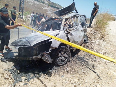 רכב בו חוסל מחבל חיזבאללה בידי כטב"מ של צה"ל