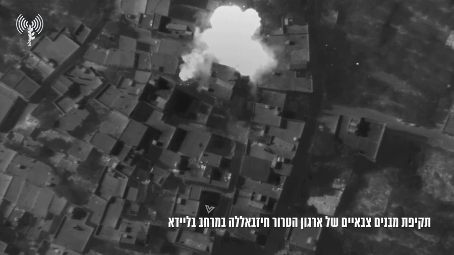 תיעוד: מחבלי חיזבאללה זוהו נכנסים למבנה צבאי של הארגון, צה"ל תקף את המבנה בו שהו