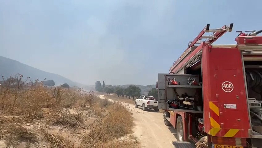 שריפות בגולן בשל פגיעות רקטות ששוגרו מלבנון
