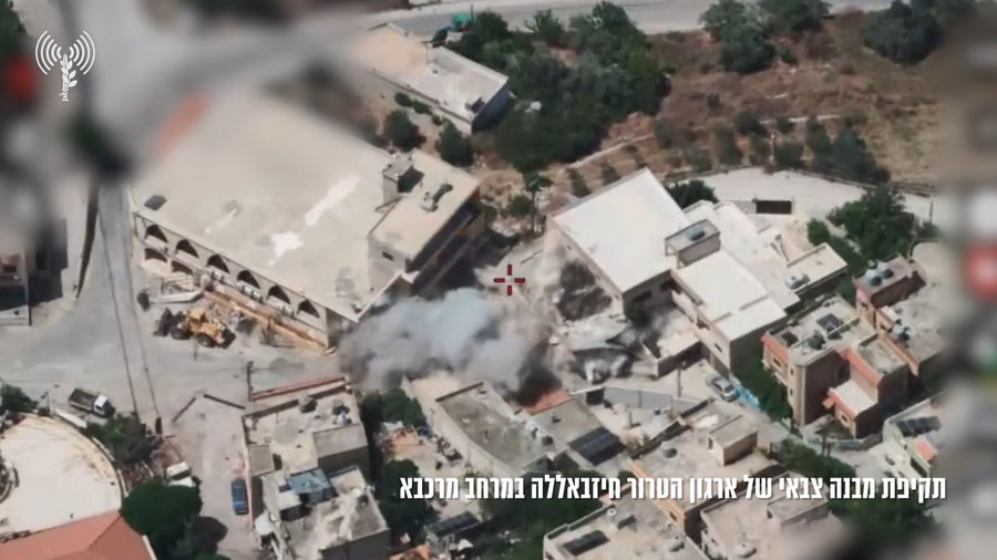 תיעוד מתקיפת המבנה הצבאי ובו המחבל