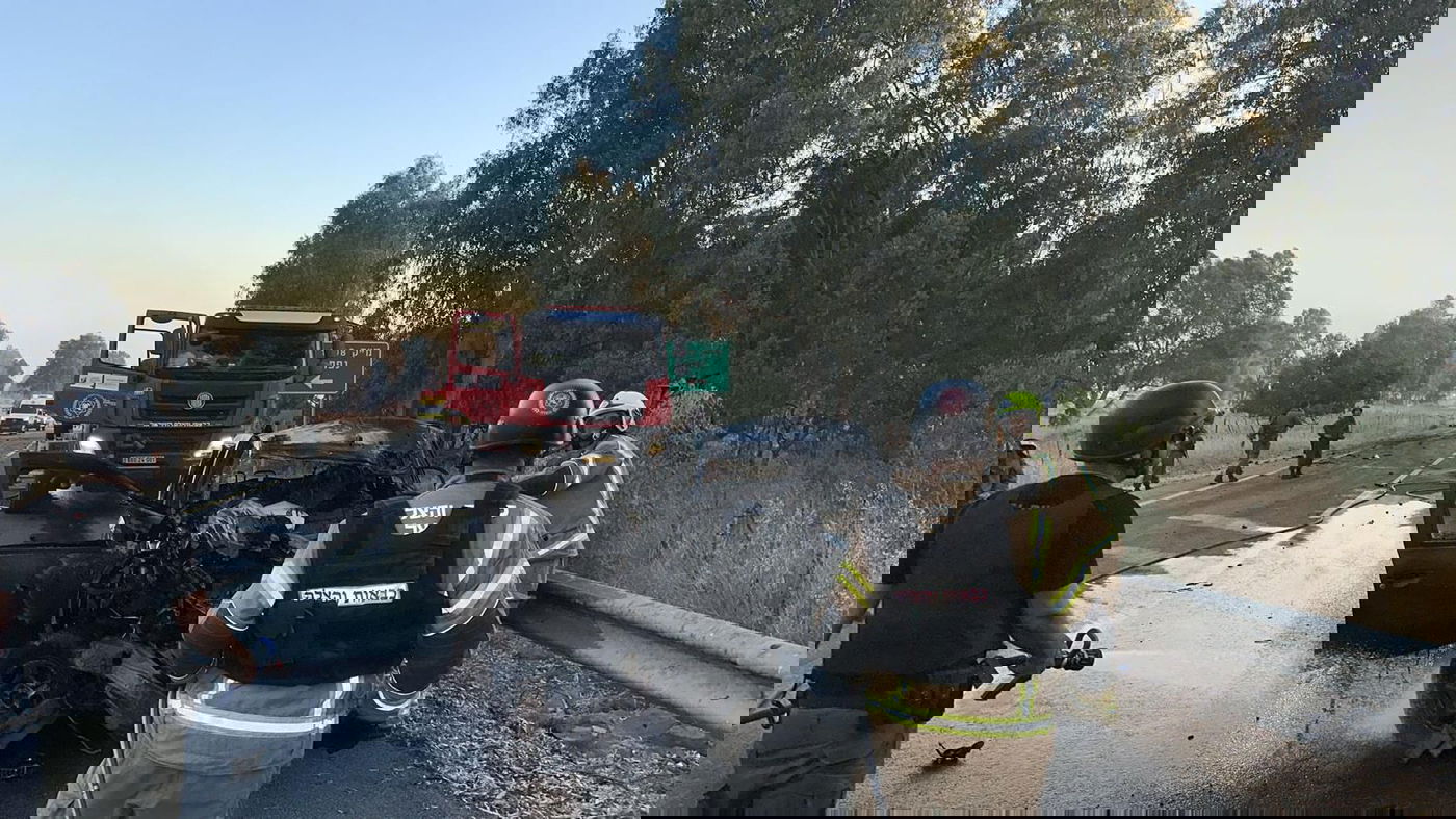 זירת הפגיעה הישירה ברכב שנסע בצומת נפח על כביש 91 ברמת הגולן