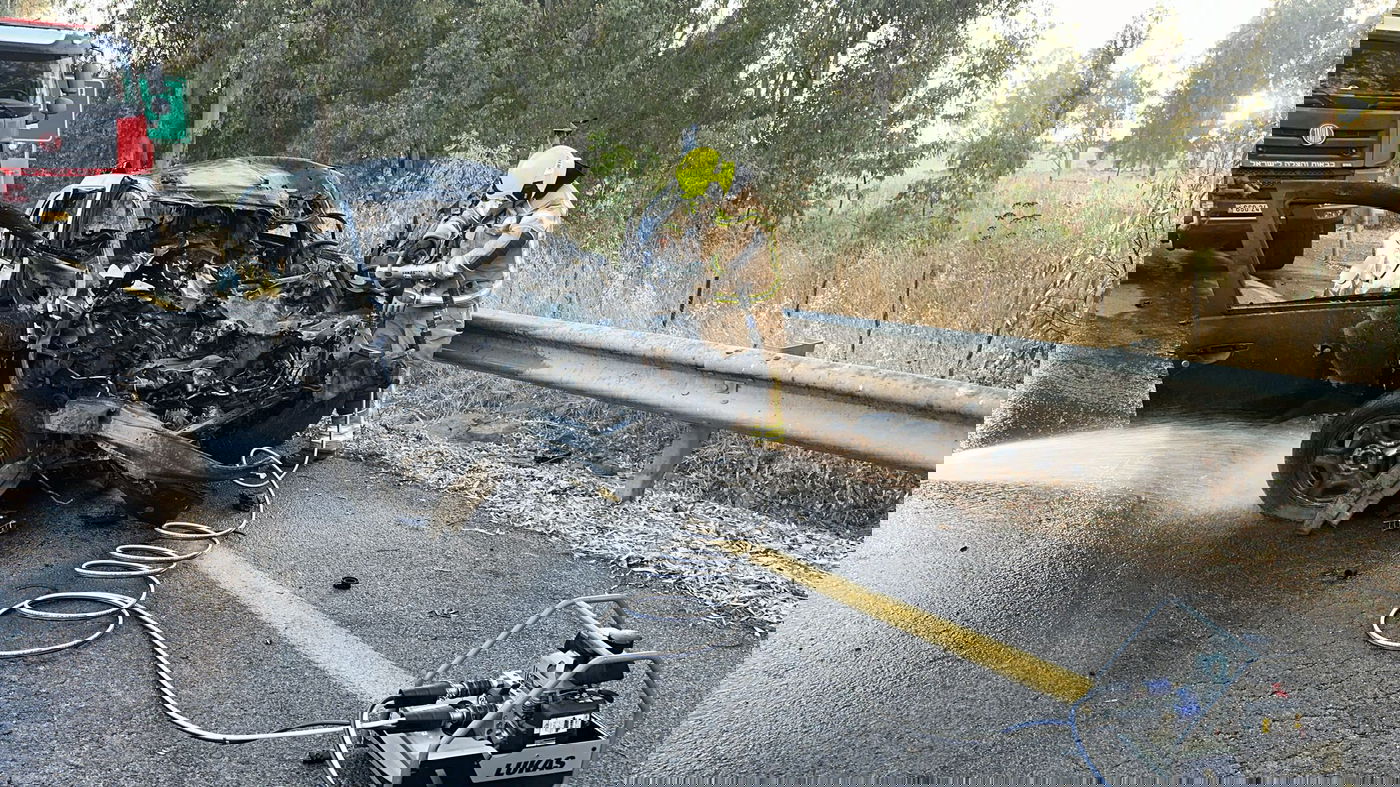 הרכב שספג פגיעה ישירה בצומת נפח ברמת הגולן