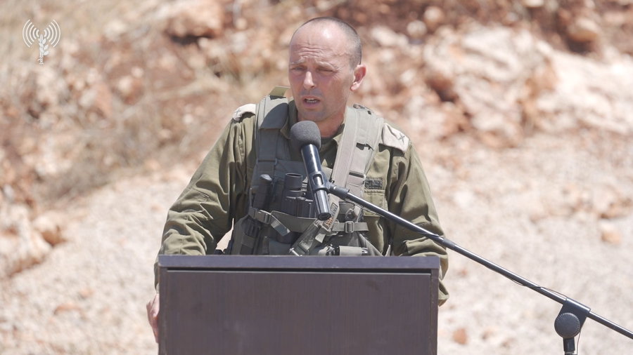 נאומו של מפקד חטיבת הנח״ל הצפונית (228), אלוף-משנה יניב מלכה