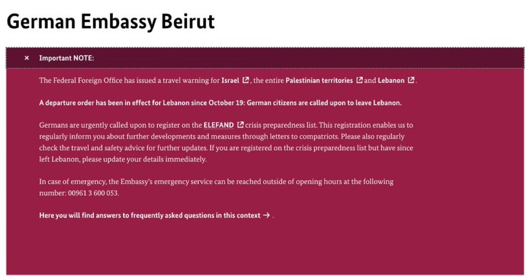 גרמניה וארה"ב מורות לאזרחיהן: לעזוב את לבנון בהקדם