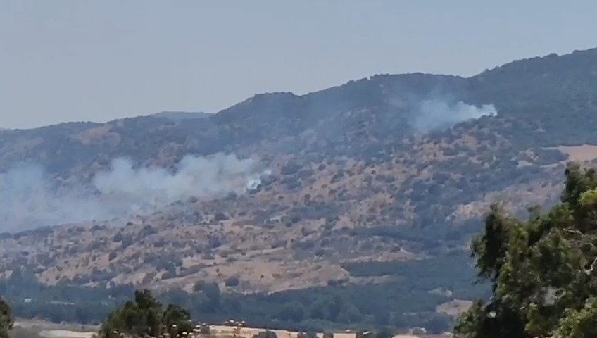 השריפות כתוצאה מנפילות סמוך לצומת גומא (כביש 90) באזור קריית שמונה - אצבע הגליל