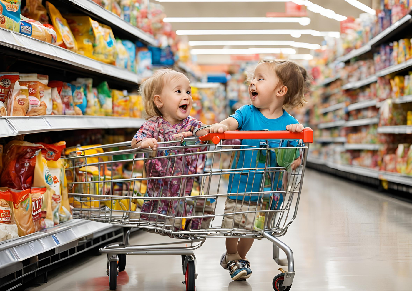 חטיף נכנס באלגנטיות לעגלה- כך נראית קנייה עם ילדים