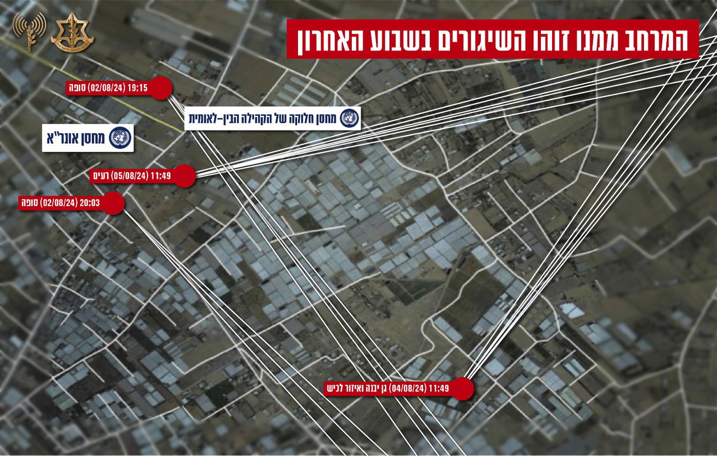 המרחב ממנו זוהו השיגורים בשבוע האחרון