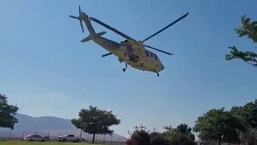מסוק מד"א בזירת הפיגוע בכביש הבקעה