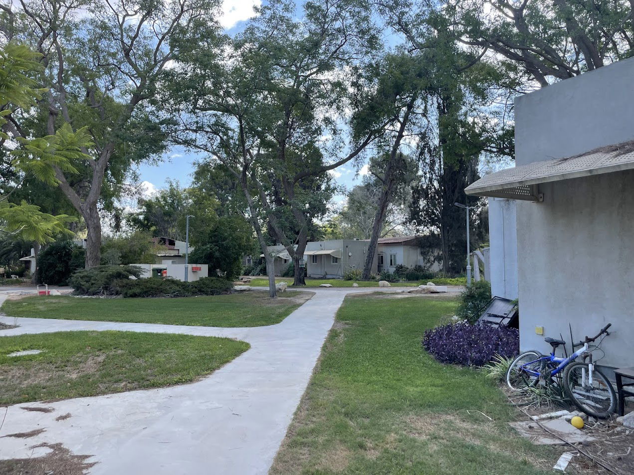 75% מהמבנים מיועדים להריסה. אך עדיין יש מעט מבנים שלא שרופים בהם אנחנו מתאכסנים ודרכם אפשר לראות את יופי וטיפוח המקום שהיה