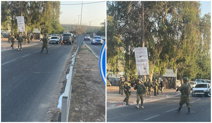 זירת פיגוע הדריסה בכיכר הכניסה לאריאל