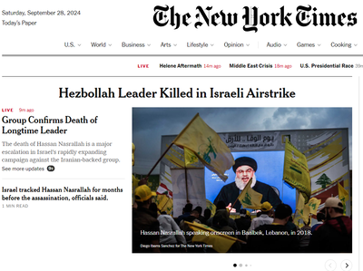 נסראללה בכותרת ראשית: כך סוקר בעולם החיסול ההיסטורי