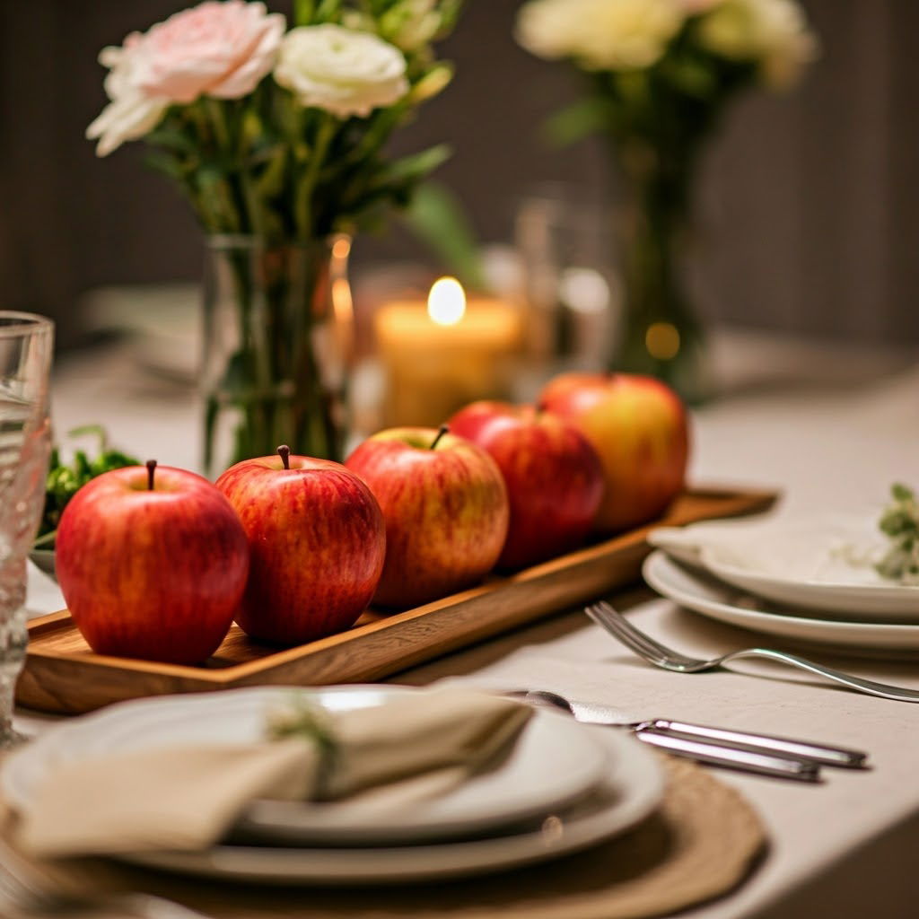 השתמשו בתפוחים לפאר את שולחן החג