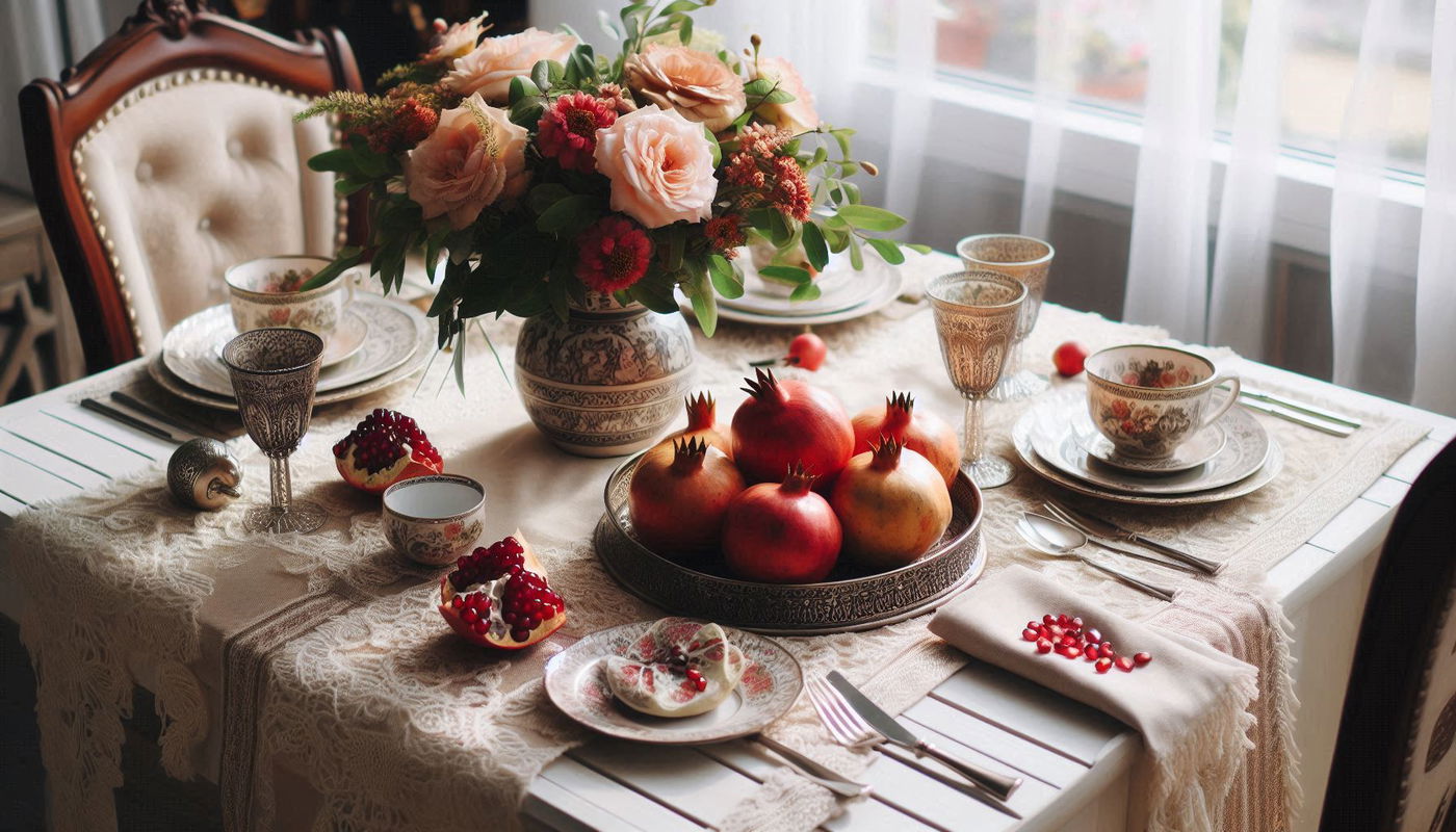 רימונים עסיסיים לפאר את השולחן
