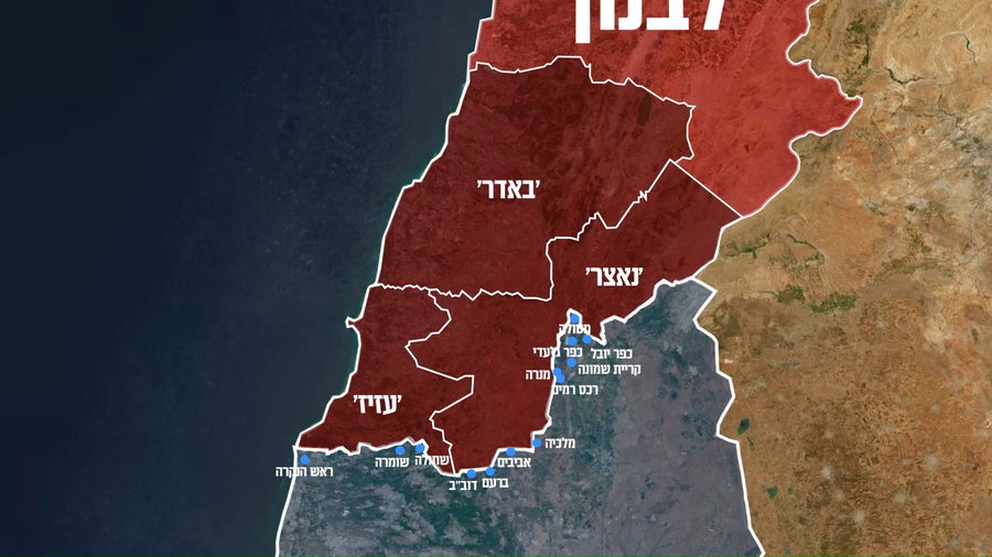 מפת התקיפות והחיסולים של צה"ל בדרום לבנון