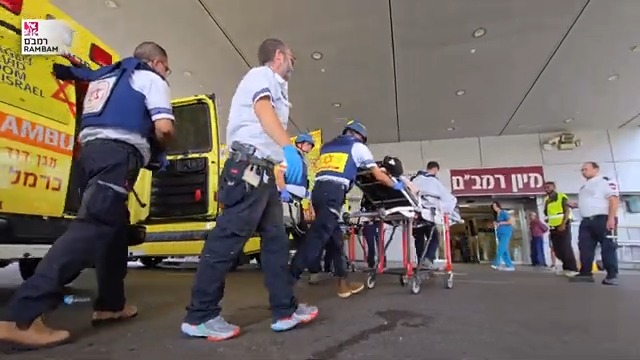 נפגעי המטח לחיפה והקריות מגיעים לבית החולים רמב"ם בחיפה