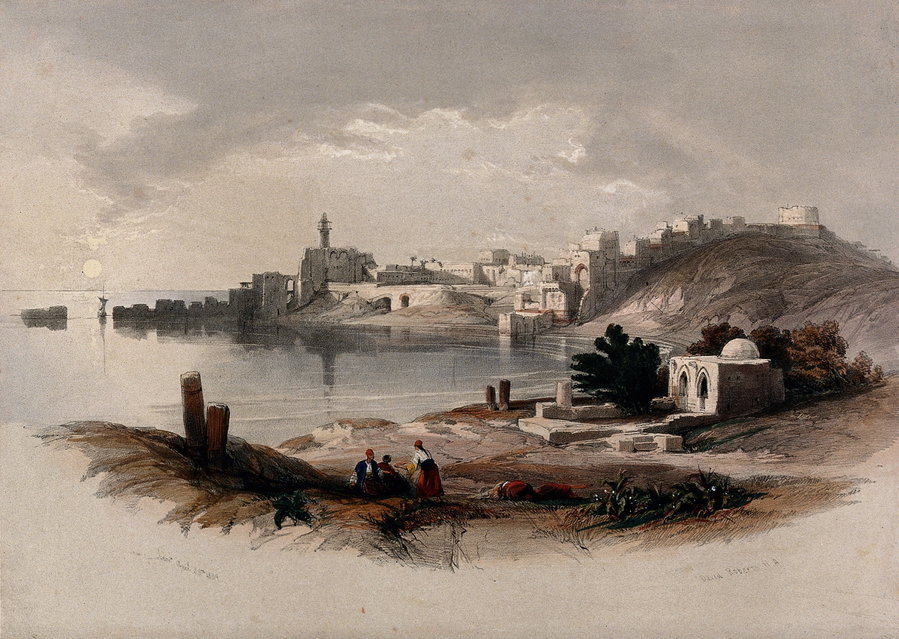 ציור של צידון וקבר זבולון משנת 1843