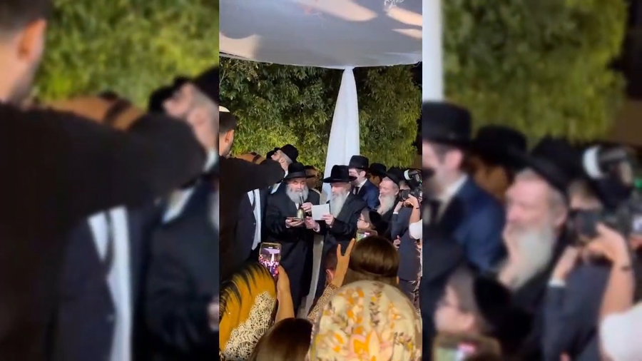 החופה בחתונת נכדו של האדמו"ר רבי דוד אבוחצירא